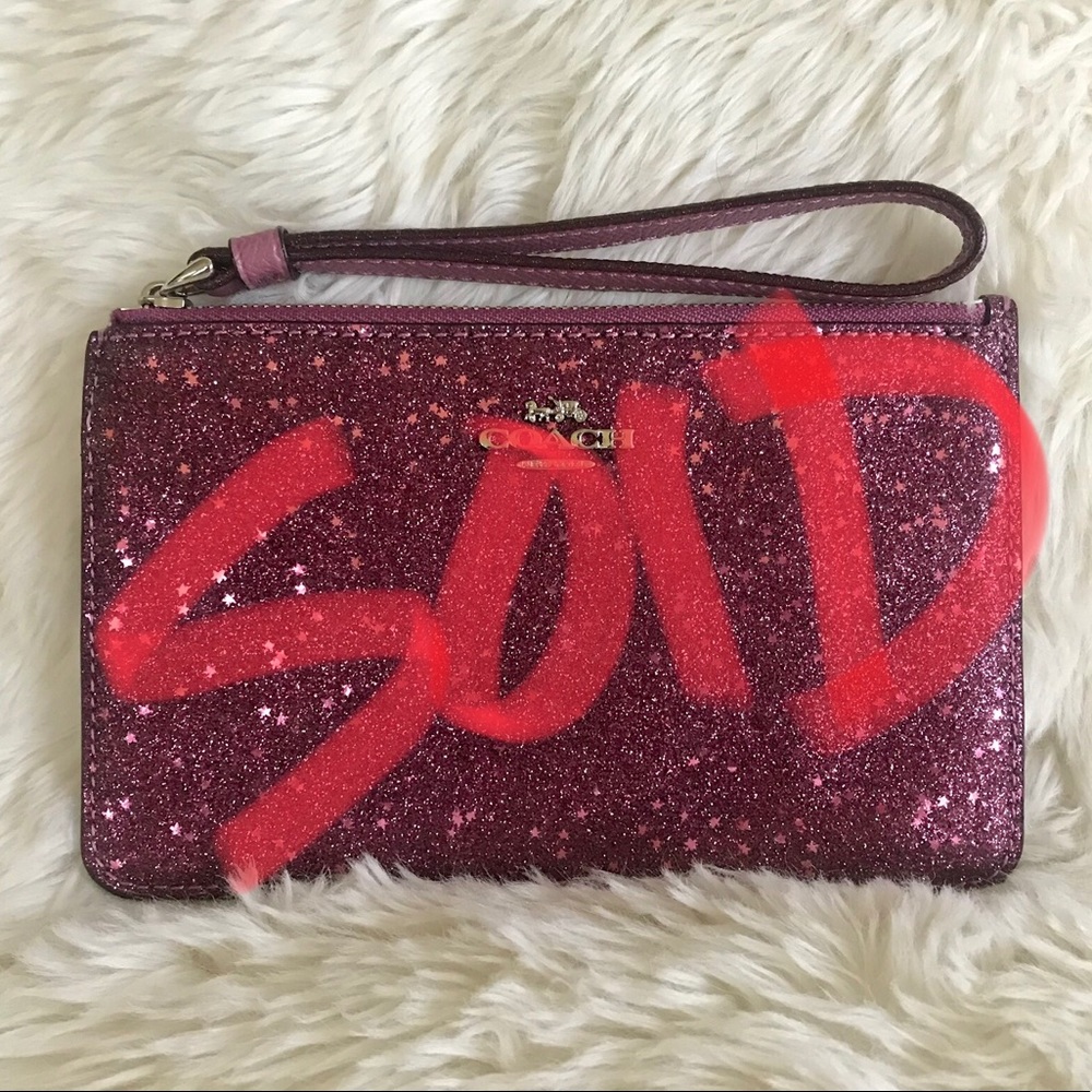 SOLD - Coach Fuschia Glitter Wristlet - NWT